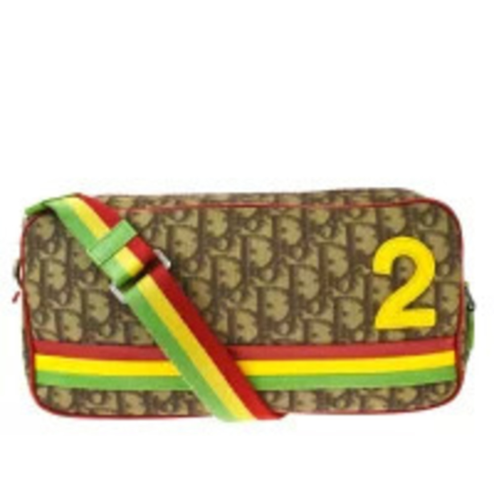 Christian Dior Trotter Crossbody Shoulder Bag Rasta Brown Leather